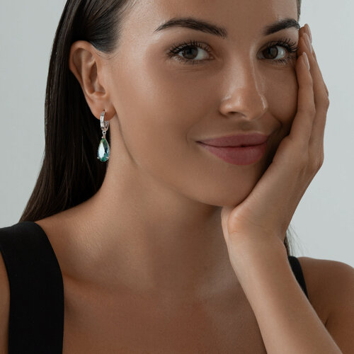 Серьги из серебра с ситаллами из серебро — вид 4