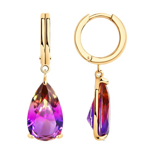 Серьги из золочёного серебра с ситаллами - видео на модели