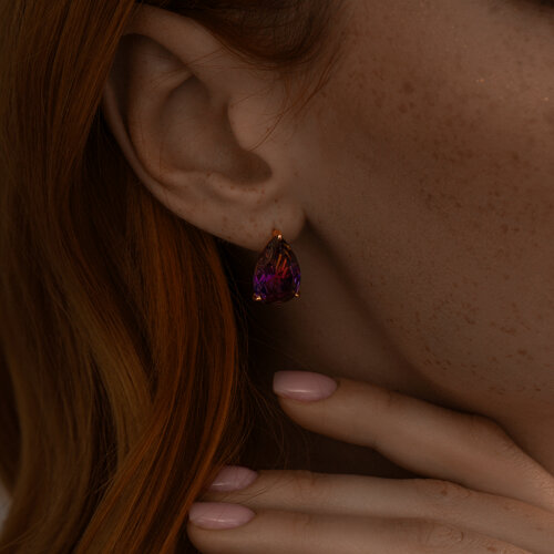 Серьги из золочёного серебра с ситаллами из серебро — вид 3