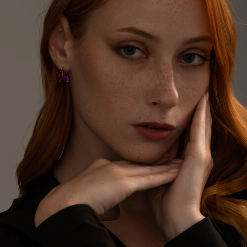 Серьги из золочёного серебра с ситаллами из серебро — вид 4