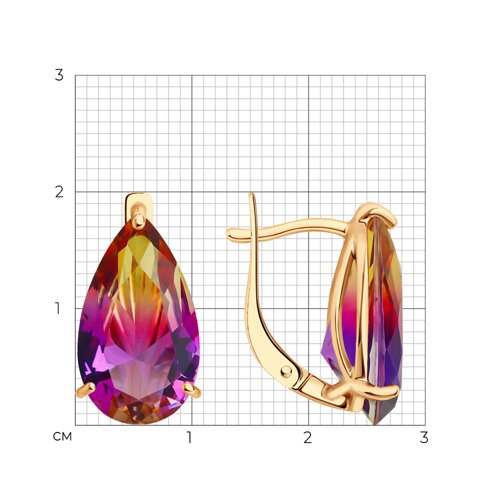 Серьги из золочёного серебра с ситаллами из серебро — вид 5