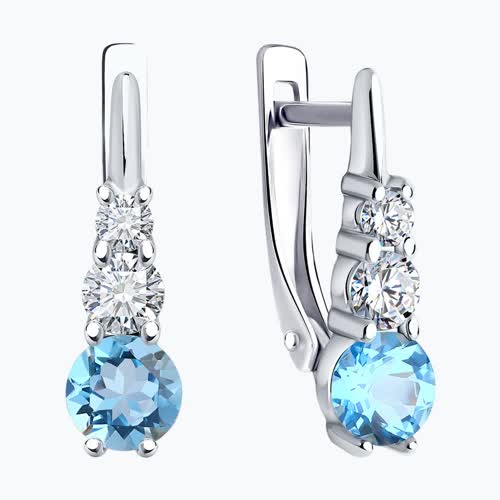 Серьги из серебра с топазами и фианитами из серебро — вид 2