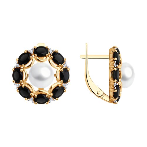 Серьги из золочёного серебра с миксом камней из серебро