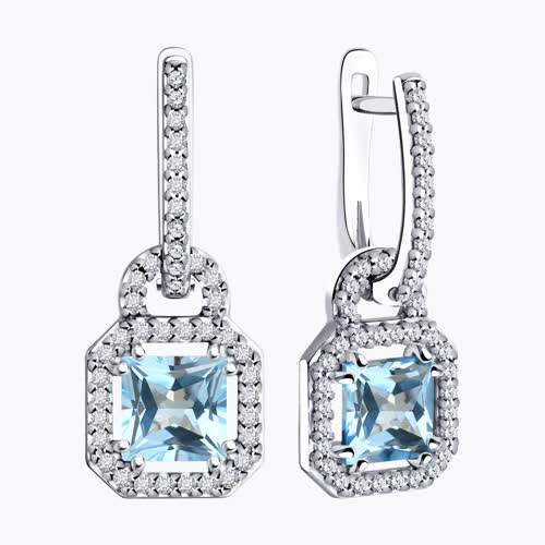 Серьги из серебра с топазами и фианитами из серебро — вид 2