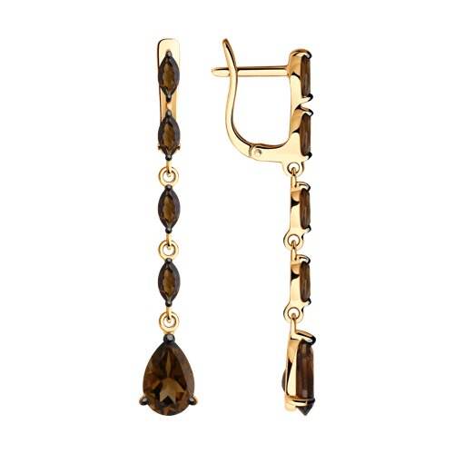 Серьги из золочёного серебра с раухтопазами - видео на модели