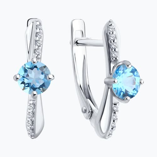 Серьги из серебра с топазами и фианитами из серебро — вид 2