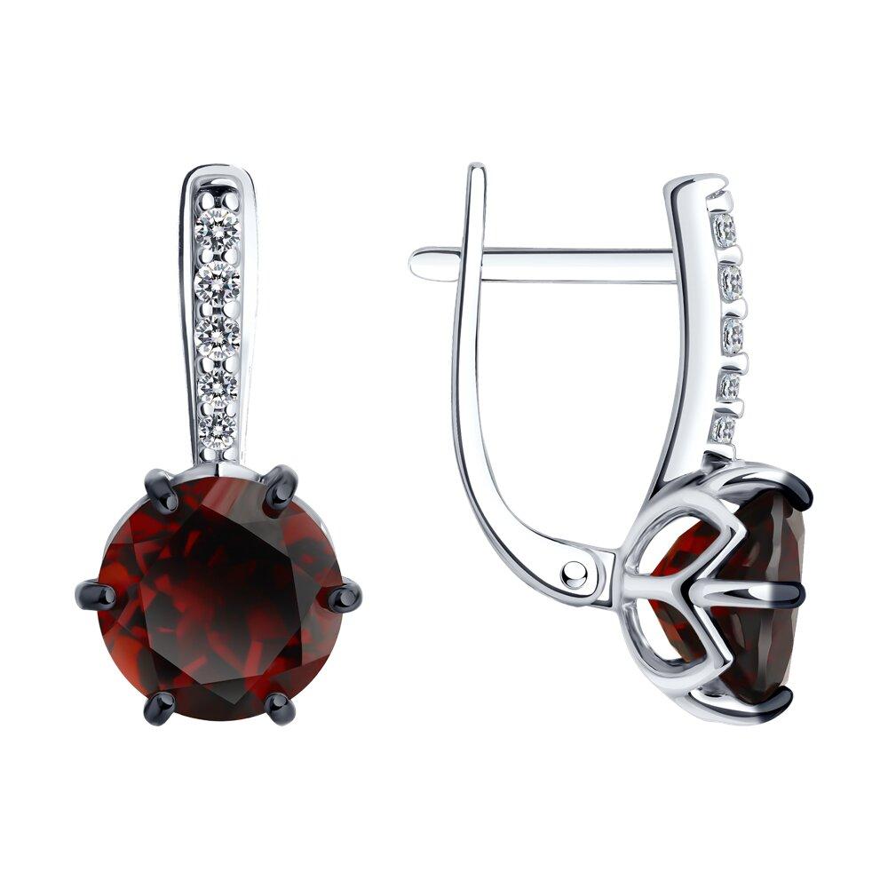 Серьги из серебра с ситаллами и фианитами