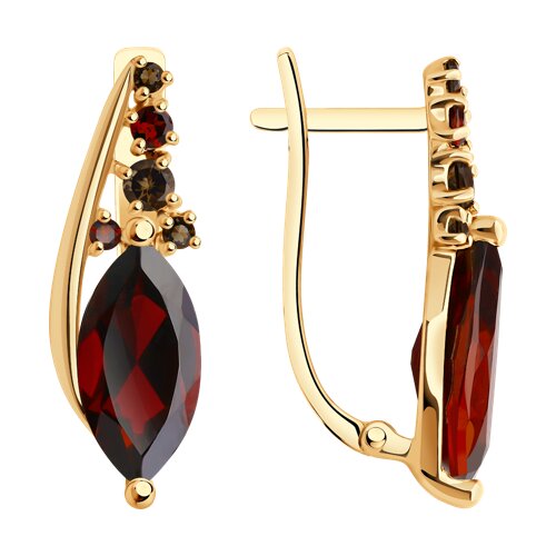 Серьги из золочёного серебра с полудрагоценными вставками из серебро