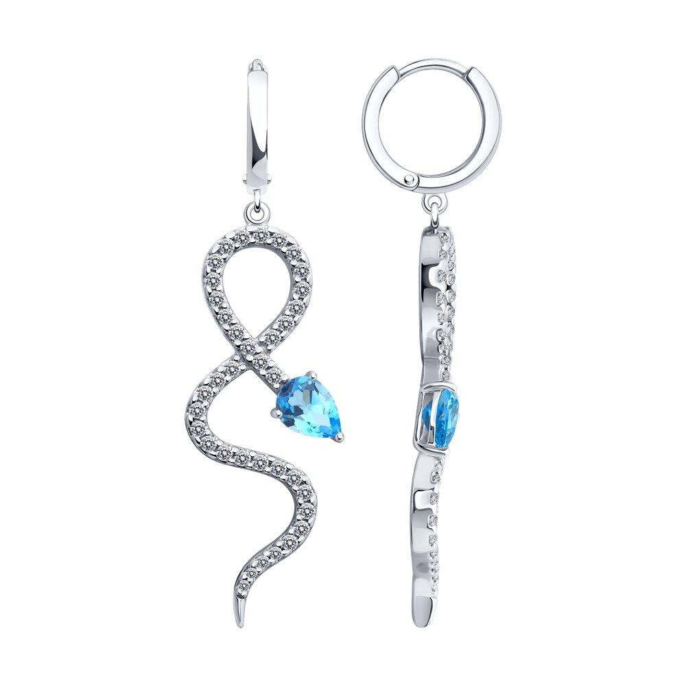 Серьги из серебра с топазами и фианитами - видео на модели