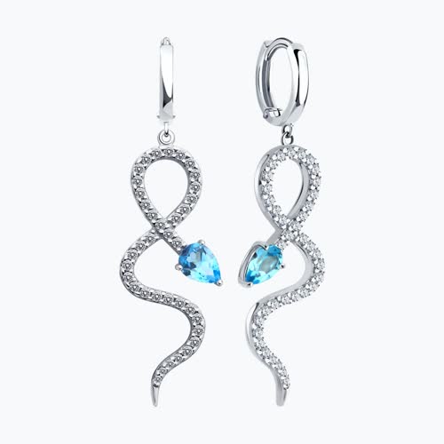 Серьги из серебра с топазами и фианитами из серебро — вид 2