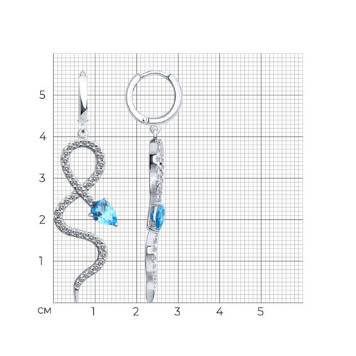 Серьги из серебра с топазами и фианитами из серебро — вид 4