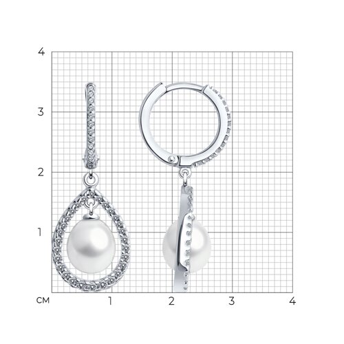 Серьги из серебра с жемчугом и фианитами из серебро — вид 4