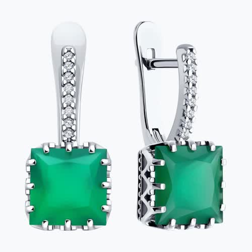 Серьги из серебра с агатами и фианитами из серебро — вид 2