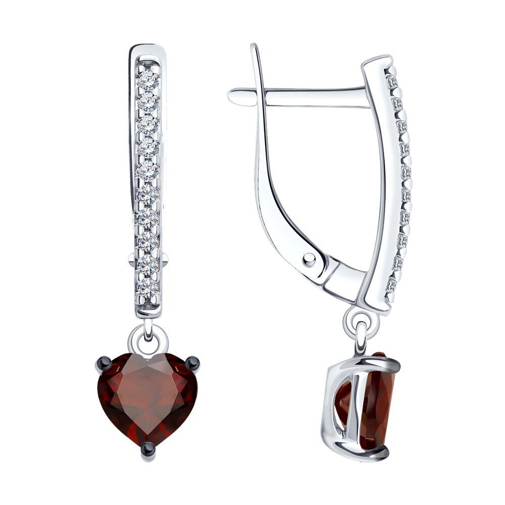 Серьги из серебра с гранатами и фианитами - видео на модели