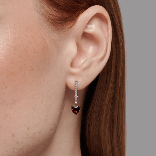 Серьги из серебра с гранатами и фианитами из серебро — вид 3