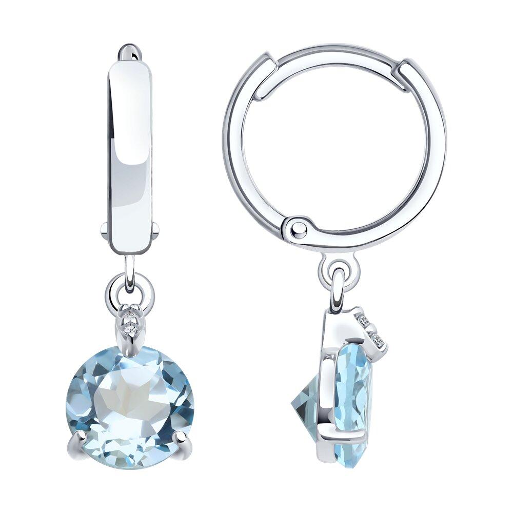 Серьги из серебра с топазами и фианитами - видео на модели