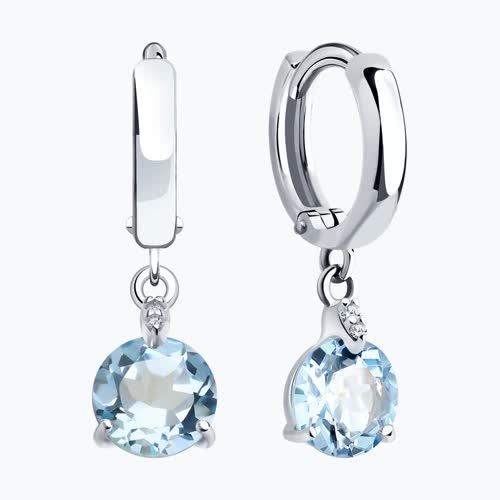 Серьги из серебра с топазами и фианитами из серебро — вид 2