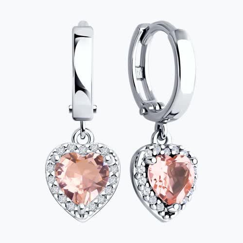 Серьги из серебра с ситаллами и фианитами из серебро — вид 2