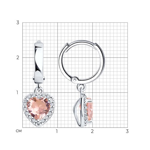 Серьги из серебра с ситаллами и фианитами из серебро — вид 4