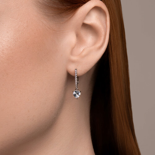 Серьги из серебра с топазами и фианитами из родированное серебро — вид 2