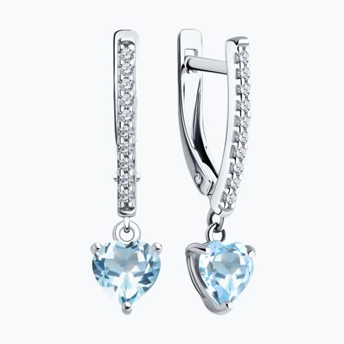 Серьги из серебра с топазами и фианитами из родированное серебро — вид 4