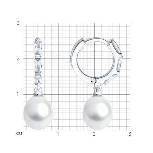 Серьги из серебра с жемчугом и фианитами из серебро — вид 4