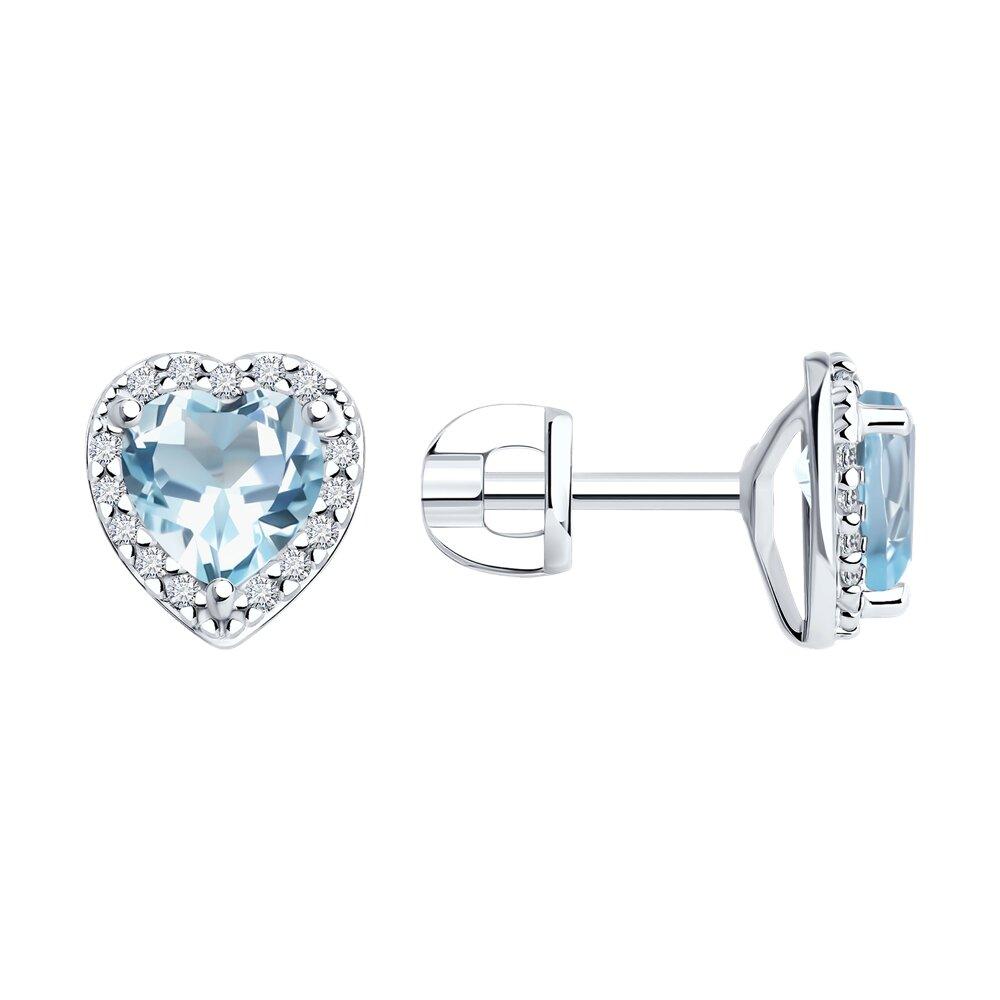 Серьги из серебра с топазами и фианитами - видео на модели