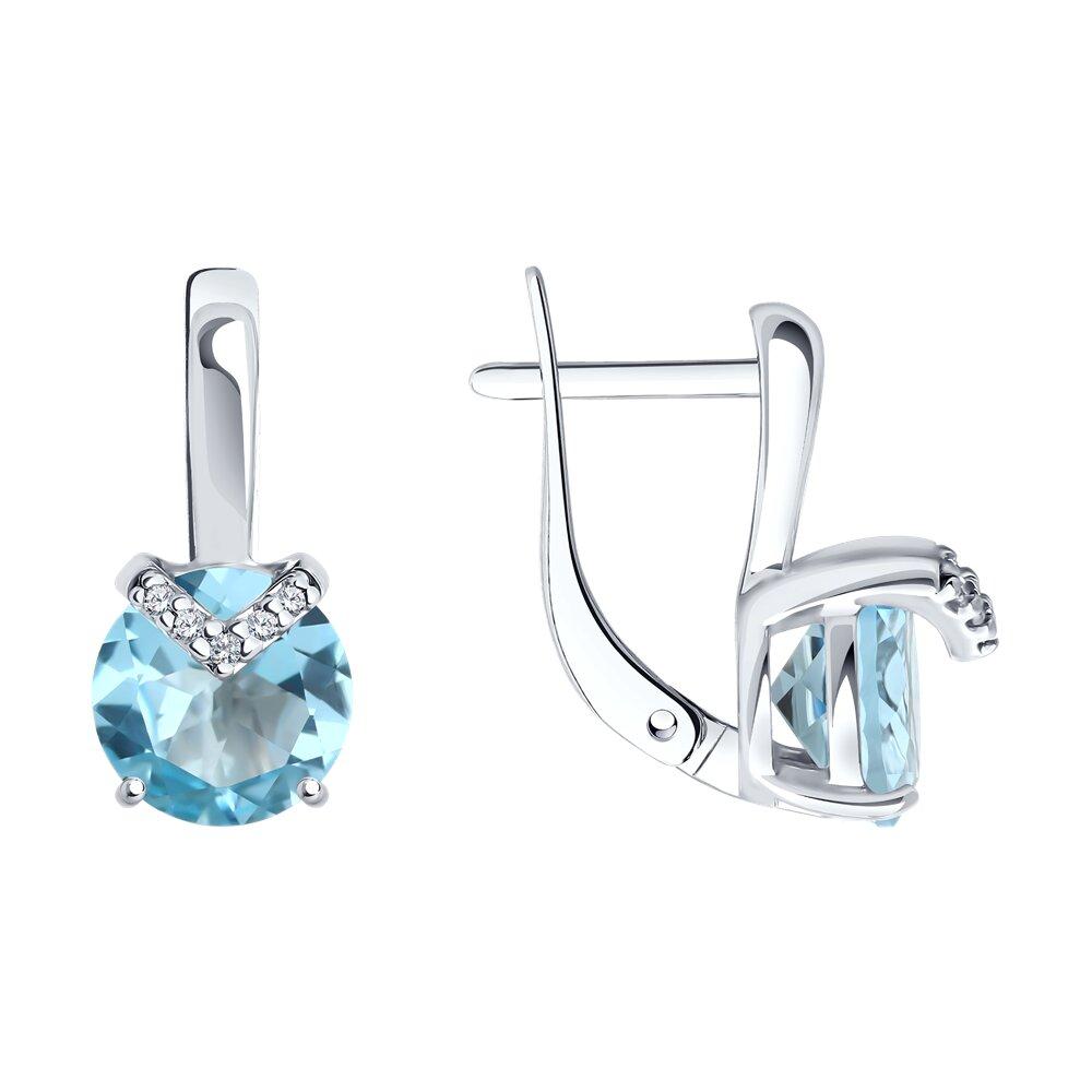 Серьги из серебра с топазами и фианитами - видео на модели