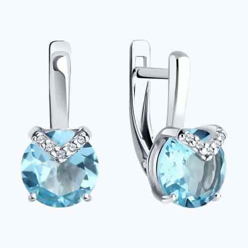 Серьги из серебра с топазами и фианитами из серебро — вид 2