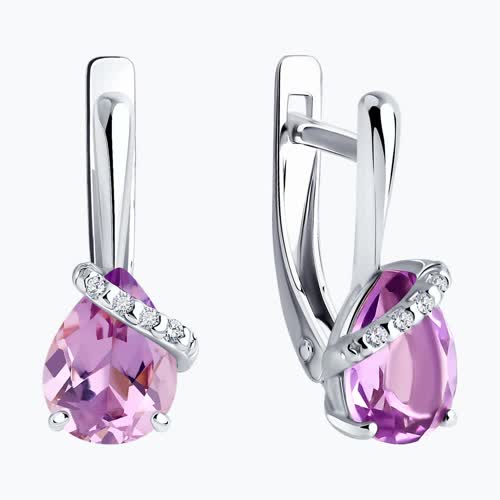 Серьги из серебра с аметистами и фианитами из серебро — вид 2