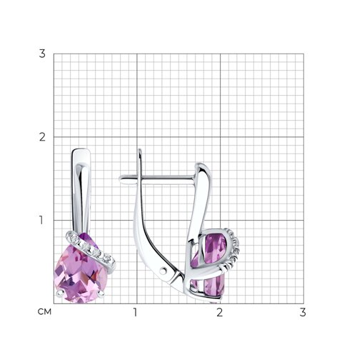 Серьги из серебра с аметистами и фианитами из серебро — вид 4