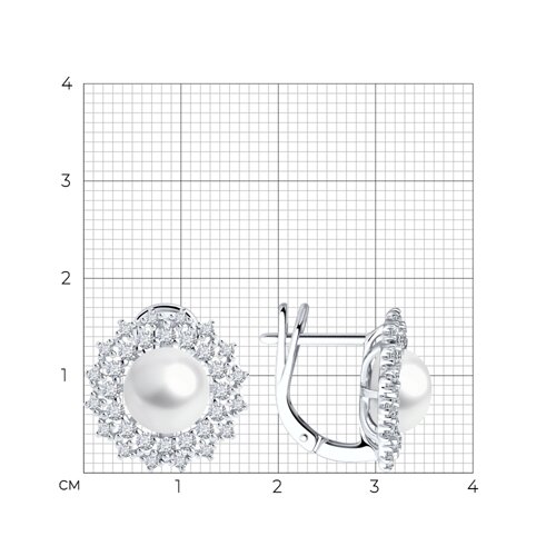 Серьги из серебра с жемчугом и фианитами из серебро — вид 4