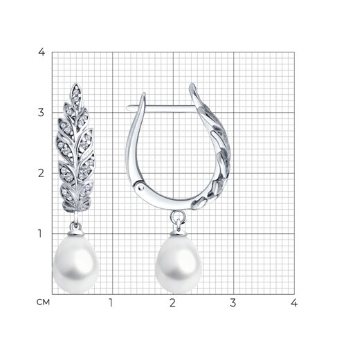 Серьги из серебра с жемчугом и фианитами из серебро — вид 4