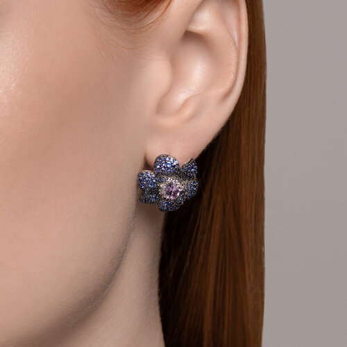 Серьги из серебра с аметистами и фианитами из серебро — вид 3