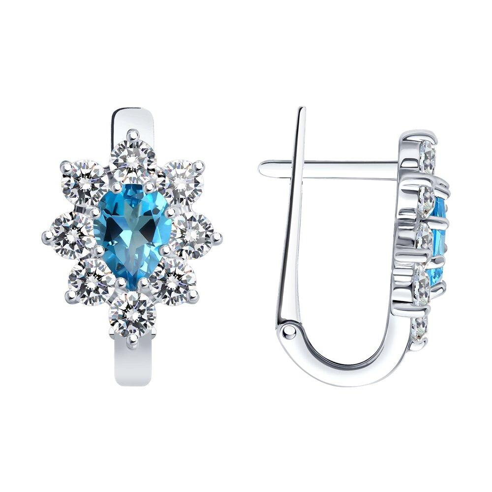 Серьги из серебра с топазами и фианитами - видео на модели