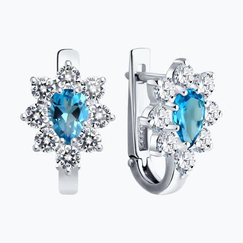 Серьги из серебра с топазами и фианитами из серебро — вид 2