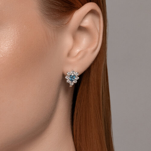 Серьги из серебра с топазами и фианитами из серебро — вид 3