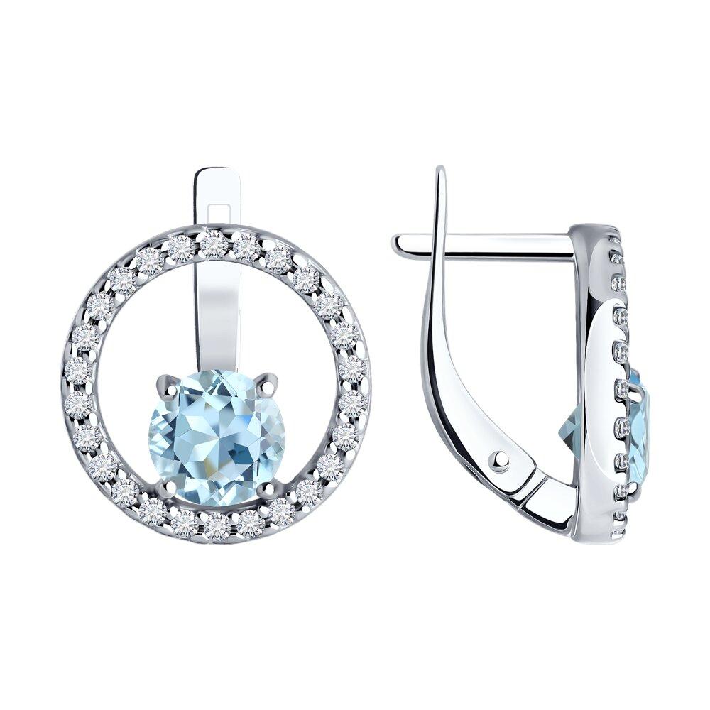 Серьги из серебра с топазами и фианитами - видео на модели