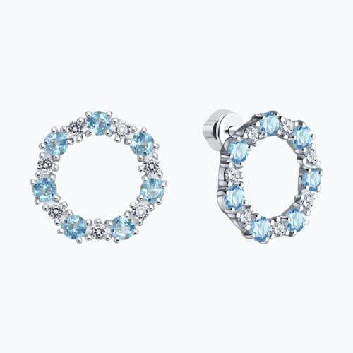 Серьги из серебра с топазами и фианитами из серебро — вид 2