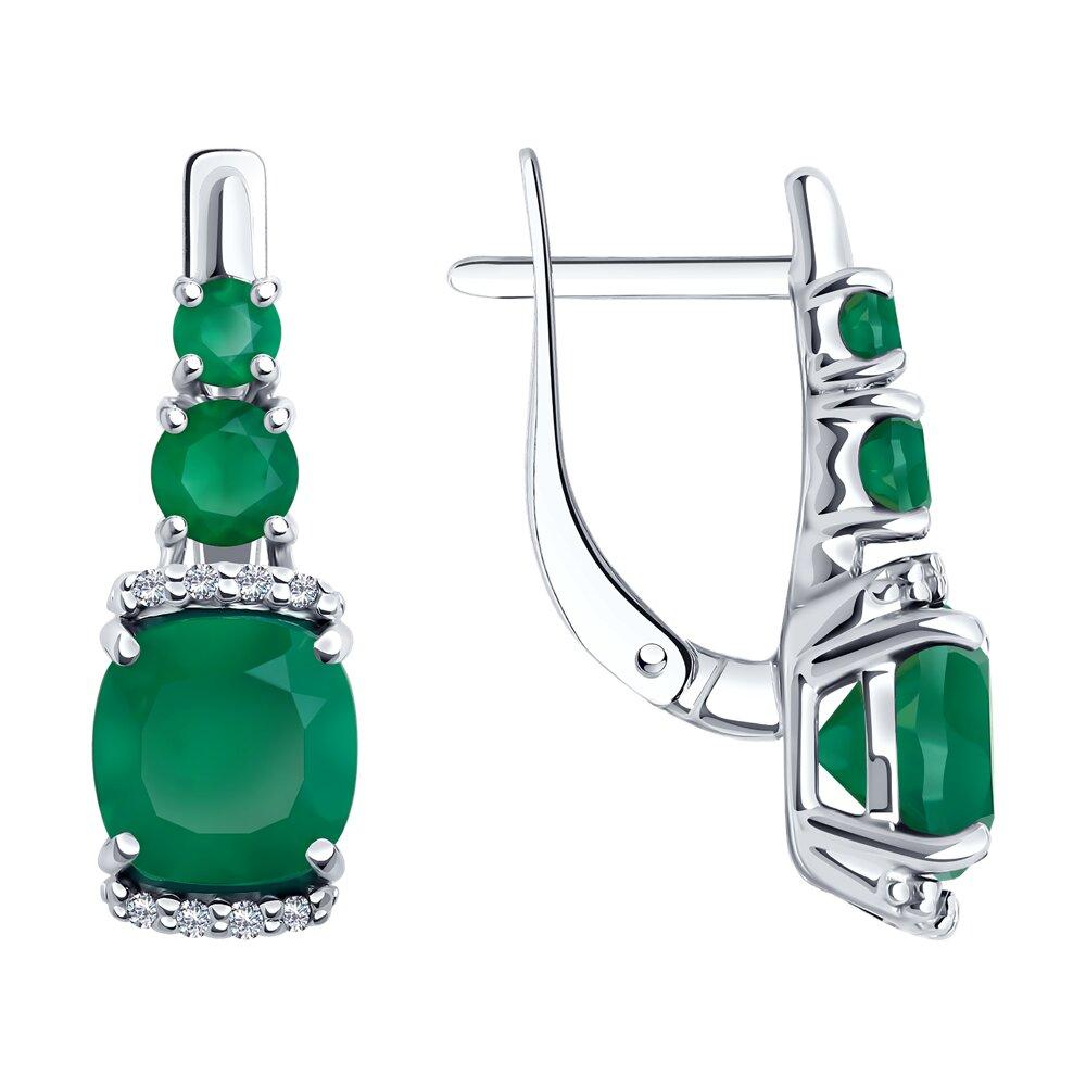 Серьги из серебра с агатами и фианитами - видео на модели