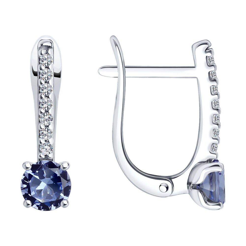 Серьги из серебра с ситаллами и фианитами - видео на модели