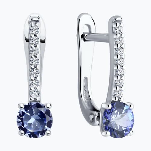 Серьги из серебра с ситаллами и фианитами из серебро — вид 2