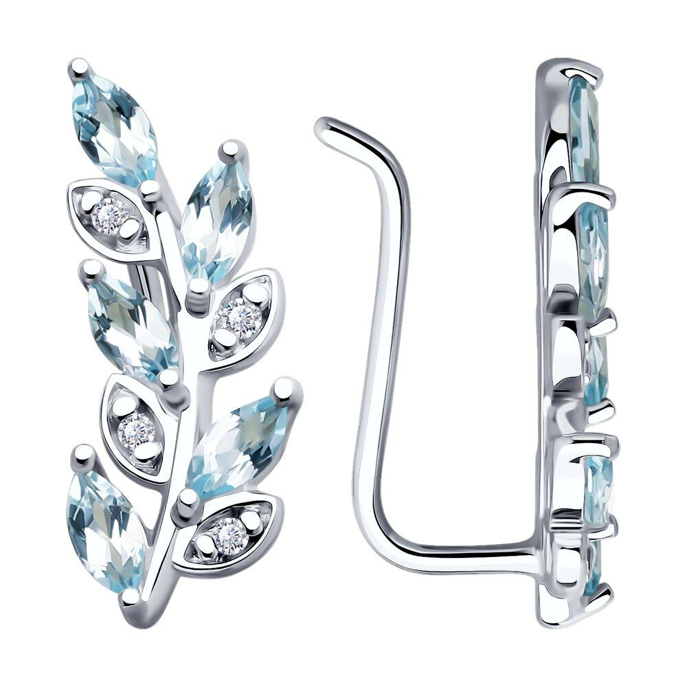 Серьги из серебра с топазами и фианитами - видео на модели