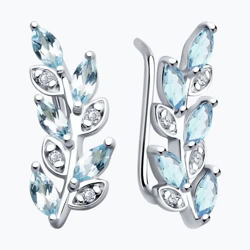 Серьги из серебра с топазами и фианитами из серебро — вид 2