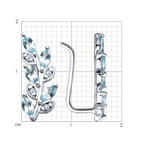 Серьги из серебра с топазами и фианитами из серебро — вид 4