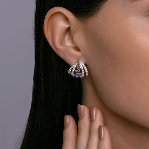 Серьги из серебра с аметистами и фианитами из серебро — вид 3