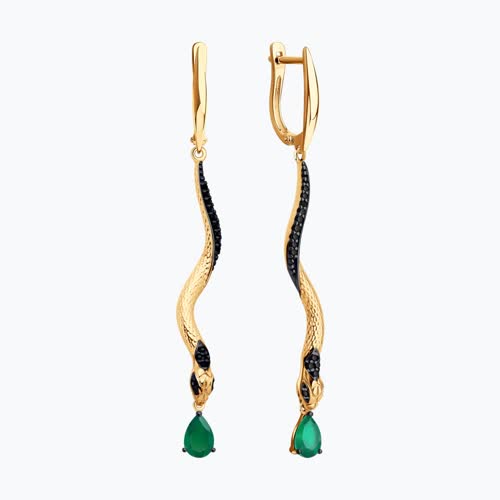 Серьги из золочёного серебра с агатами и фианитами из серебро — вид 2