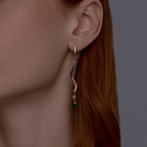 Серьги из золочёного серебра с агатами и фианитами из серебро — вид 3