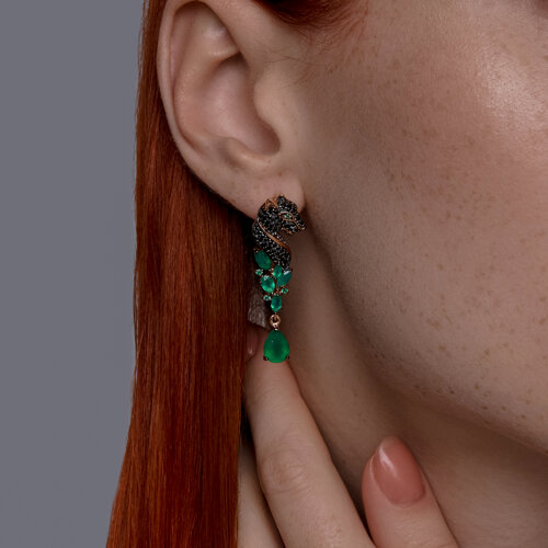 Серьги из золочёного серебра с агатами и фианитами из серебро — вид 3