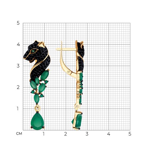Серьги из золочёного серебра с агатами и фианитами из серебро — вид 4